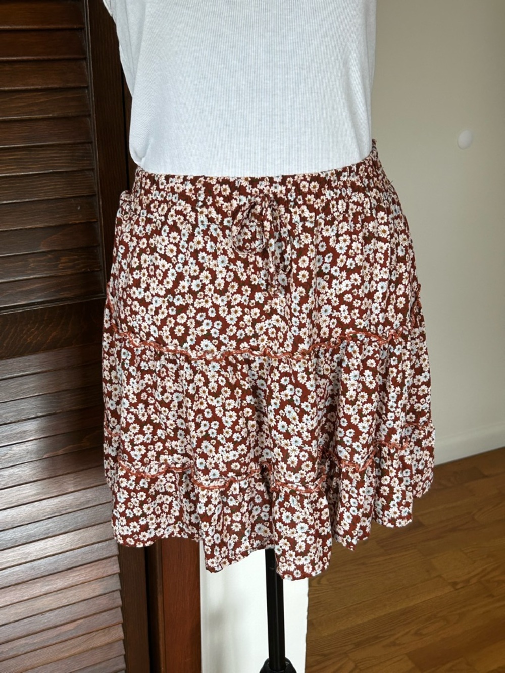 Floral Print Ruffle Tiered Mini Skirt